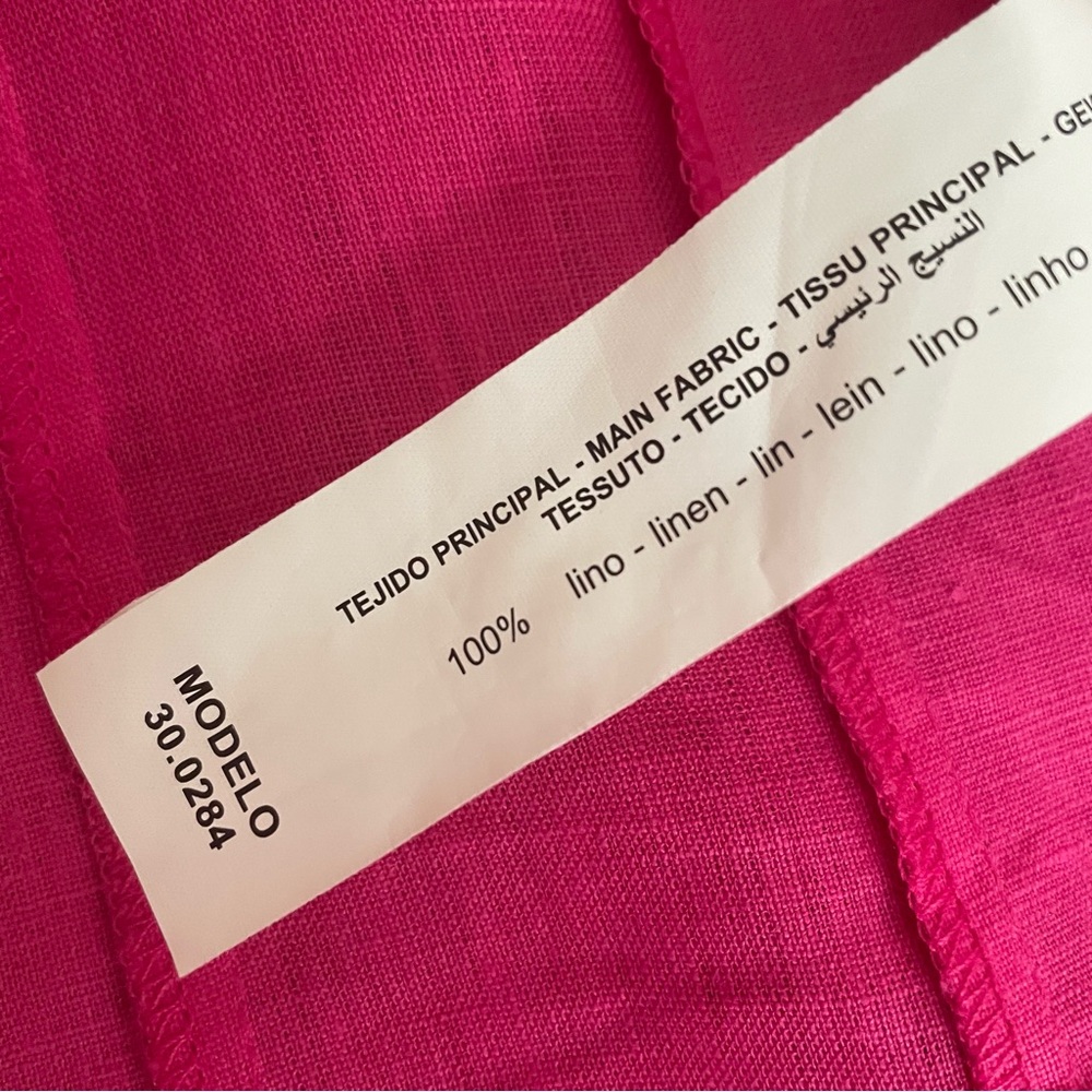 Punt Roma 100% Linen Blazer Jacket Sz 10 Pink 3/4 Sleeve Office Summer Feminine - Picture 11 of 12